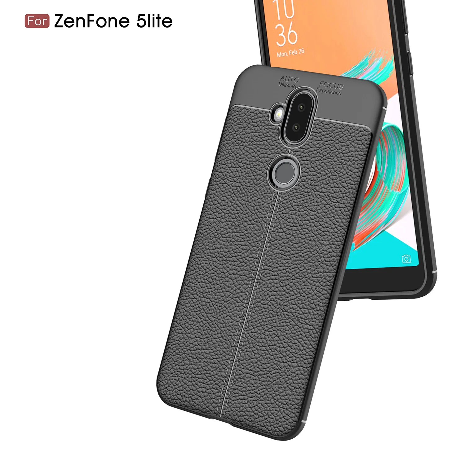 Для Asus Zenfone 5 lite Дело искусственная кожа задняя крышка Мягкие TPU Роскошный чехол