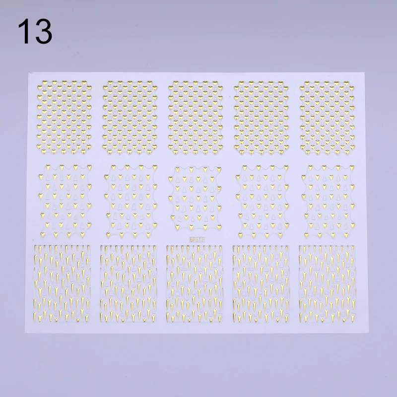 Pattern 13 Золотой лак для ногтей наклейки самоклеящиеся геометрической формы Дизайн Клей Nail Art наклейки виниловые декоративный для маникюра DIY - Цвет: Pattern 13