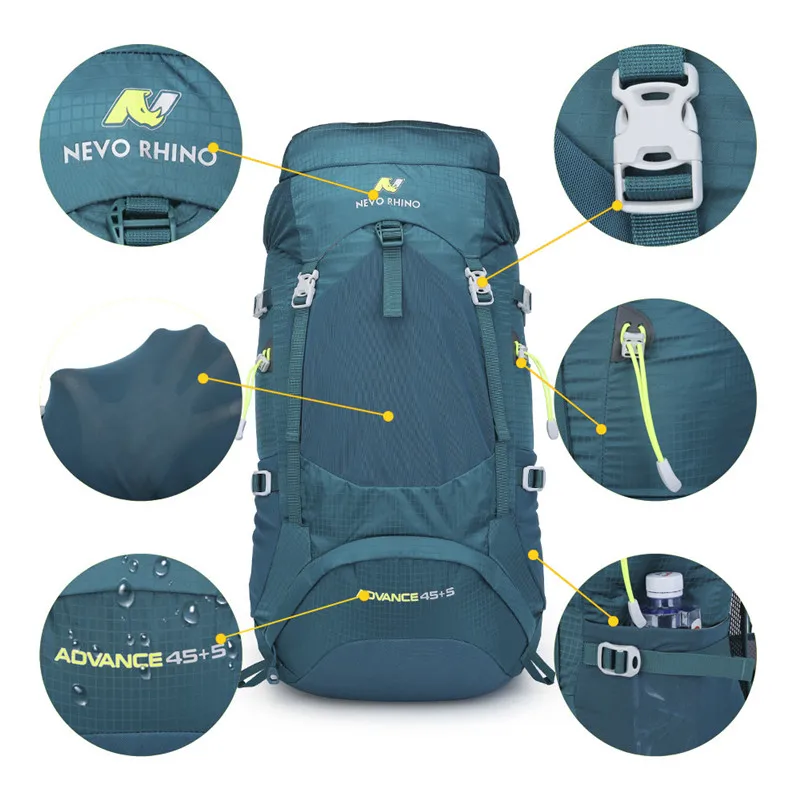 50L NEVO RHINO, водонепроницаемый мужской рюкзак, унисекс, дорожная сумка, походный, для альпинизма, альпинизма, кемпинга, рюкзак для мужчин