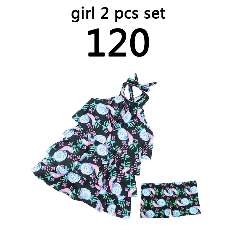 girl 2 pcs set 120 Платье для мамы и дочки; купальник для всей семьи; одежда для папы и сына; плавательные пляжные шорты; летняя одежда для мамы, папы и меня - Цвет: girl 2 pcs set 120