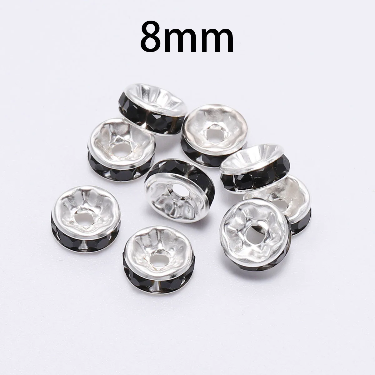 Black-8mm 50 шт./лот 8 мм Стразы Rondelles кристалл свободный разделитель бисер Шарм бусины для DIY ручной работы ювелирных изделий - Цвет: Black-8mm