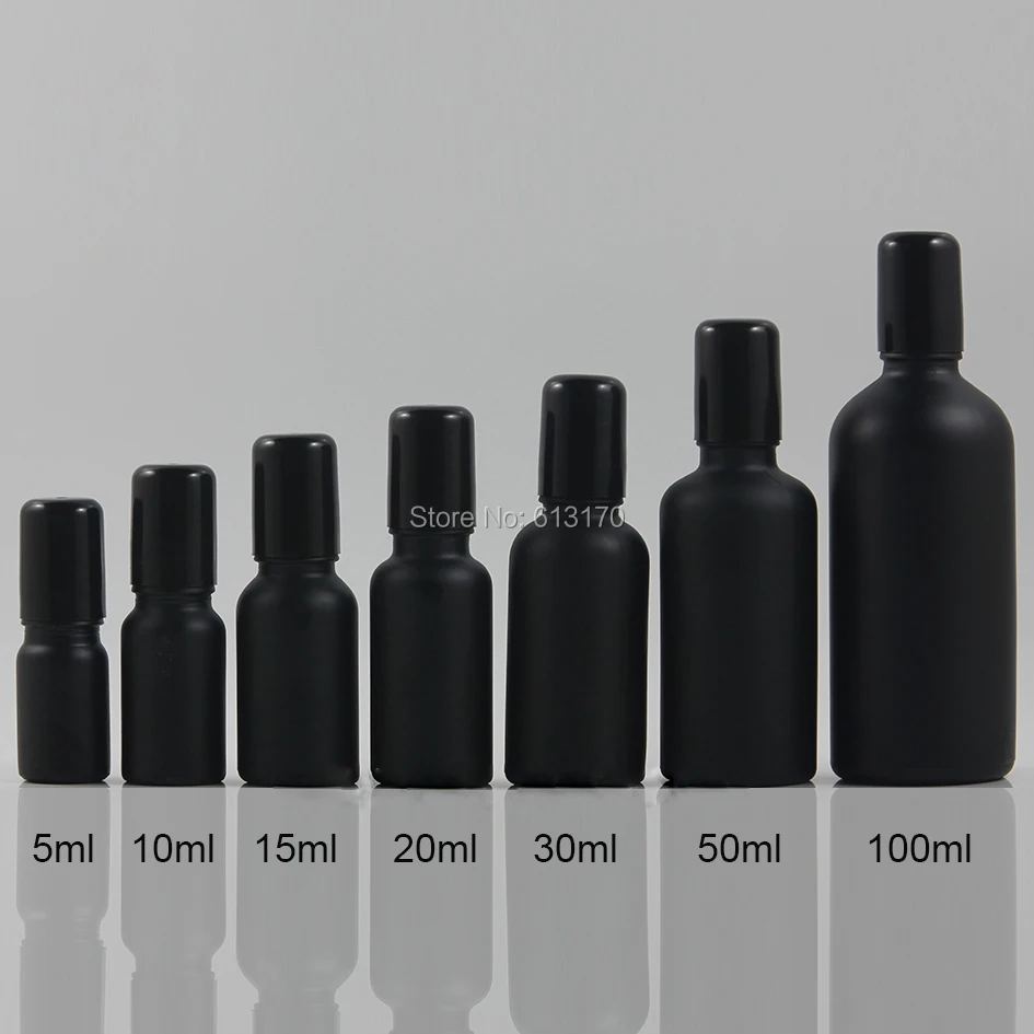 

5ml,10ml,15ml,20ml,30ml,50ml,100m Black Glass Roll On bottle Essential Oil Bottle Perfume Bottle Empty roller vials Metal Roller