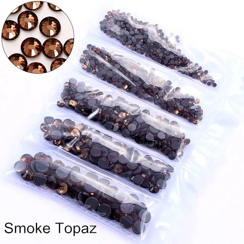 Smoked Topaz Смешанные SS6-SS30 DMC горячей фиксации стразы стекло кристаллические стразы АВ железо на стразы горячей фиксации из стразов для одежды DIY B3808 - Цвет: Smoked Topaz
