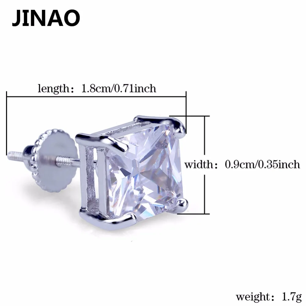 Серьги JINAO в стиле хип хоп для мужчин гвоздики золотистого/серебристого цвета с