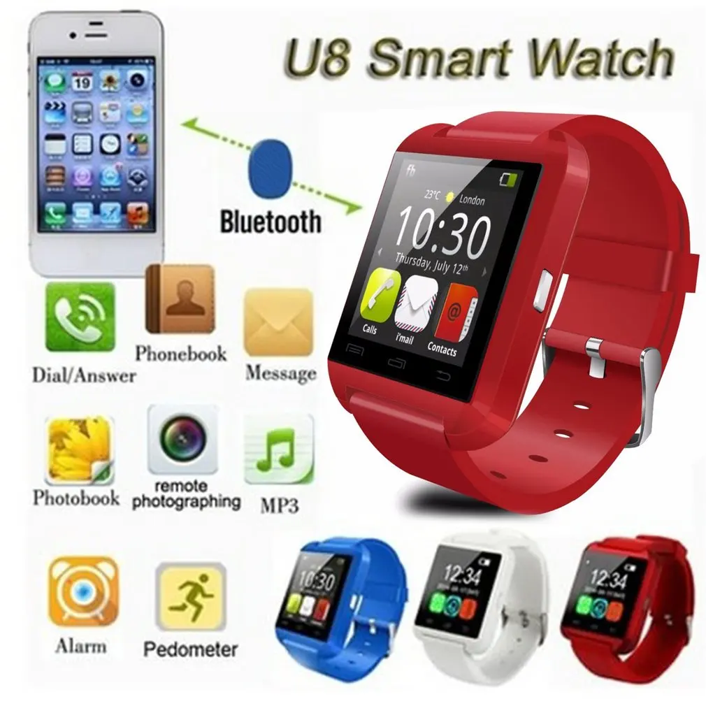 U8 Bluetooth умные спортивные часы высотомер браслет плеер дистанционное управление