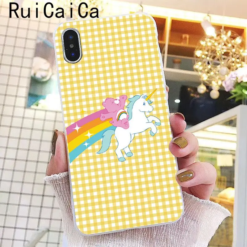 Ruicaica розовый милый мягкий силиконовый чехол для телефона с мишками радуги iPhone 8 7 6