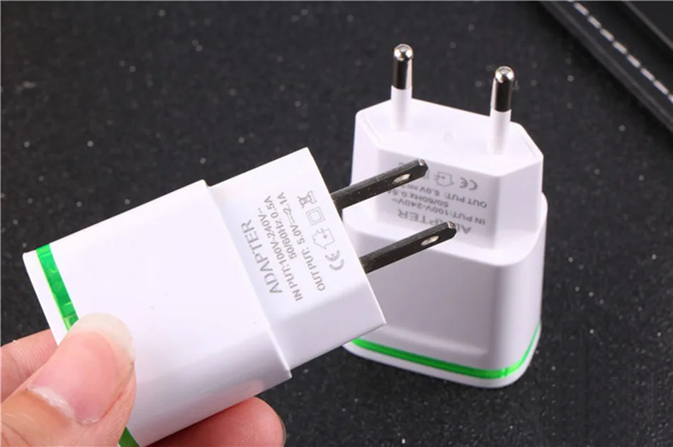 XEDAIN умный светодиодный светильник по стандартам ЕС/США штекер 2 Порты USB Зарядное устройство 5V 2.1A Быстрый Настенный адаптер для зарядки мобильного телефона, для iPhone samsung huawei