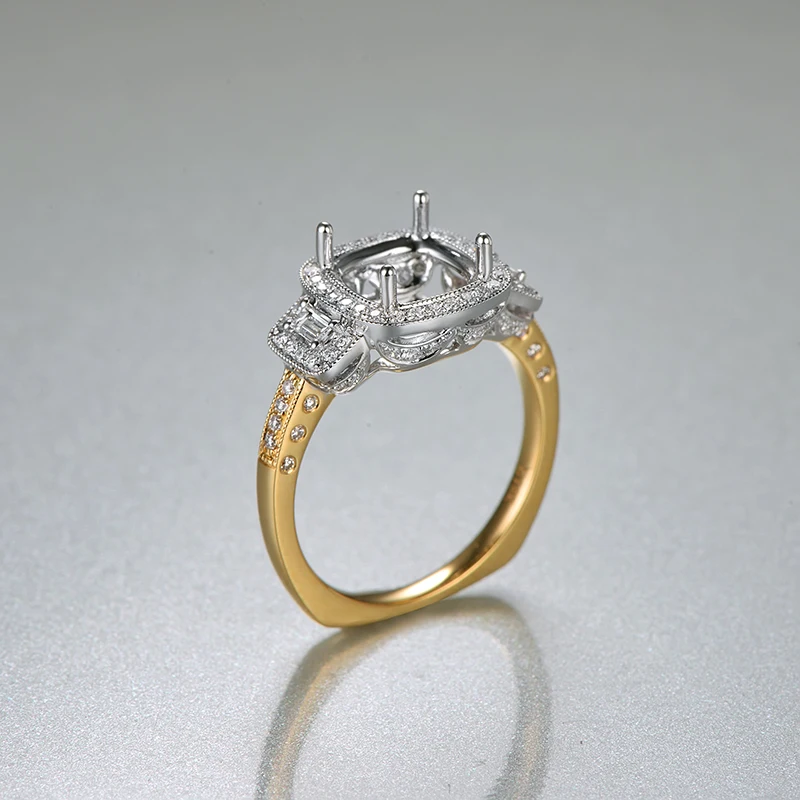 Caimao 8.5mm Cushion cut 0.43ct Baguette and Round Diamond 14k White Yellow Gold Ring | Украшения и аксессуары