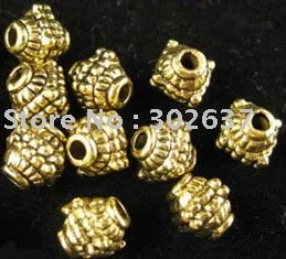 

FREE SHIPPING 180pcs Antiqued gold plt dotted square barrel spacers A533G