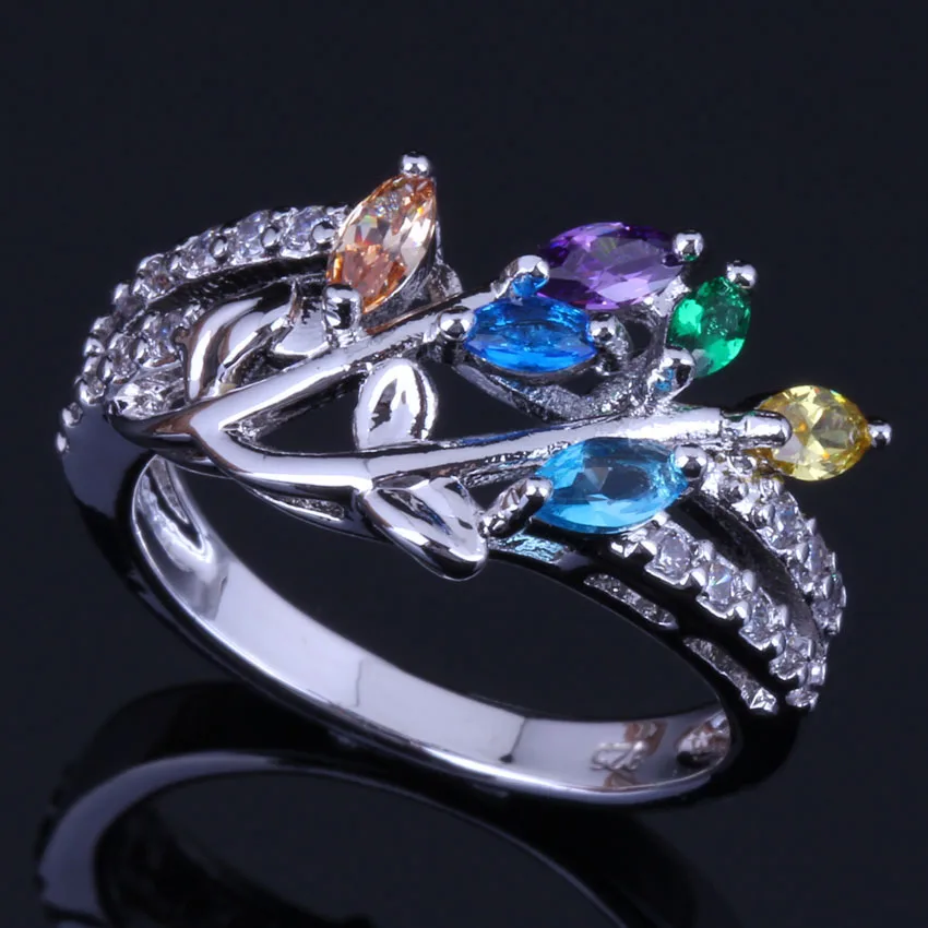 Очень хороший завод Multigem многоцветный желтый кубический цирконий кольцо из