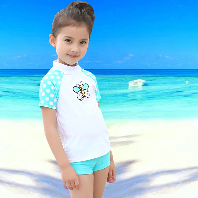 20182 шт. комплект короткий рукав Купальник для девочек купальный костюм мальчиков