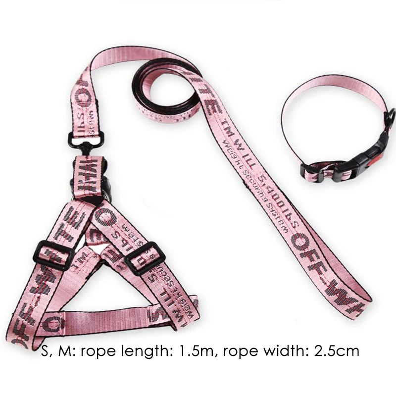 Pink 3pcs Ошейник для собаки, поводок, набор, модный, с надписью, 1,5 см, прочный нейлоновый поводок с ремнями, французский щенок бульдога, ходячие товары для животных, собак - Цвет: Pink 3pcs