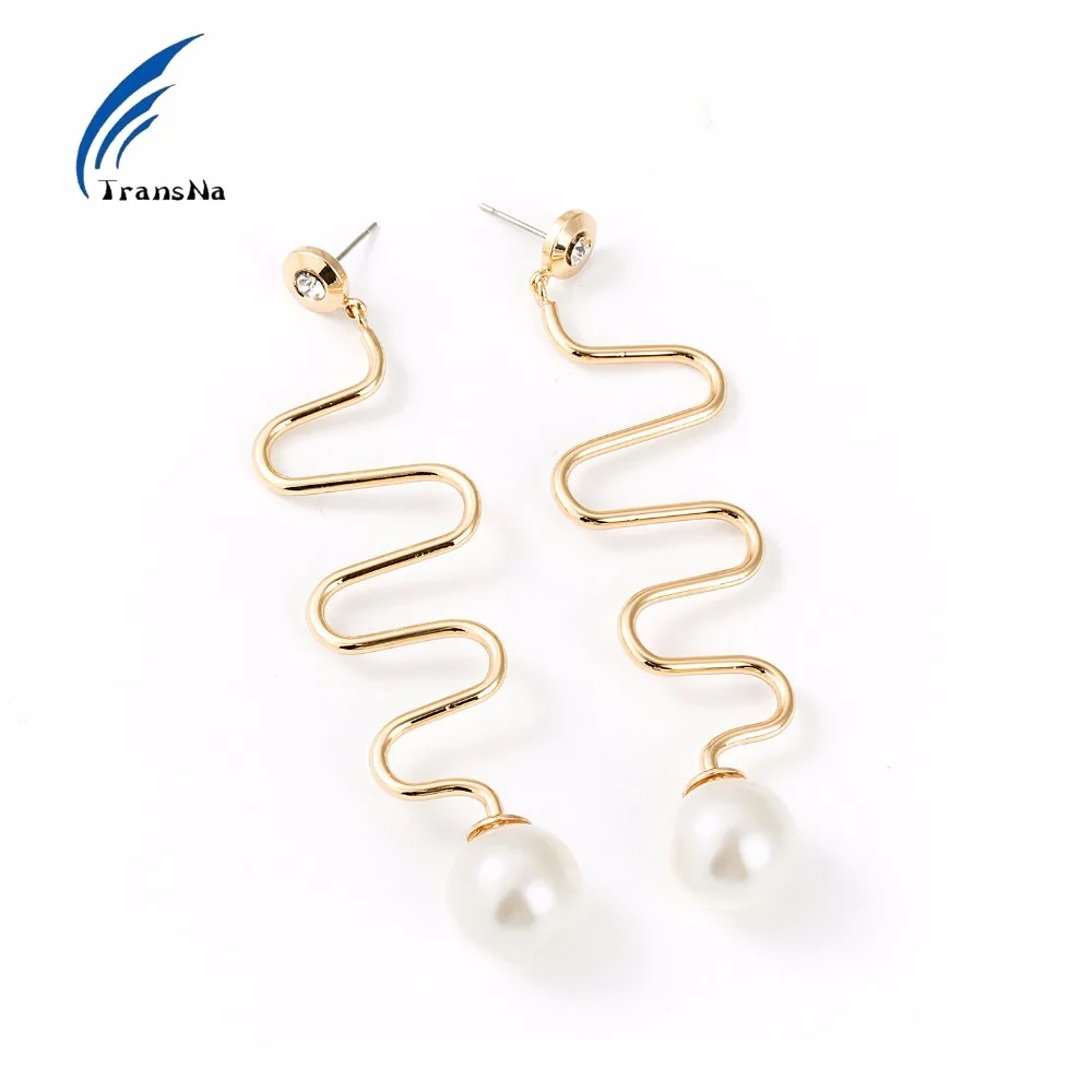 Женские длинные серьги подвески с искусственным жемчугом|fashion long earrings|long drop