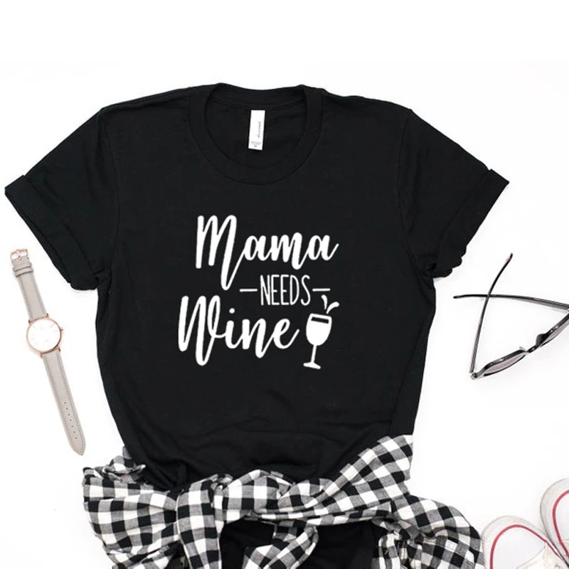 Женская Винтажная футболка с надписью Mama need Wine модная подарок для мамы футболки
