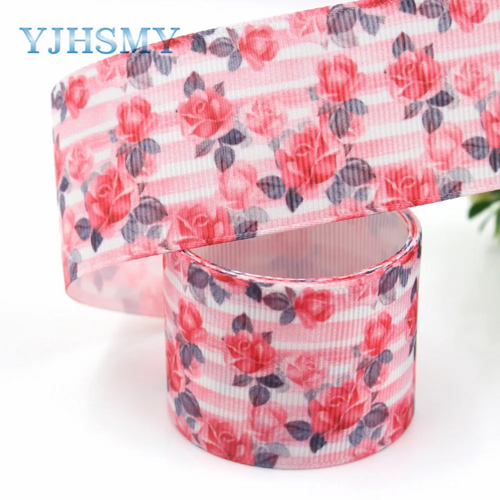 YJHSMY I 19112 328 38 мм 10 ярдов цветок мультфильм ленты термопечать grosgrain сделай сам