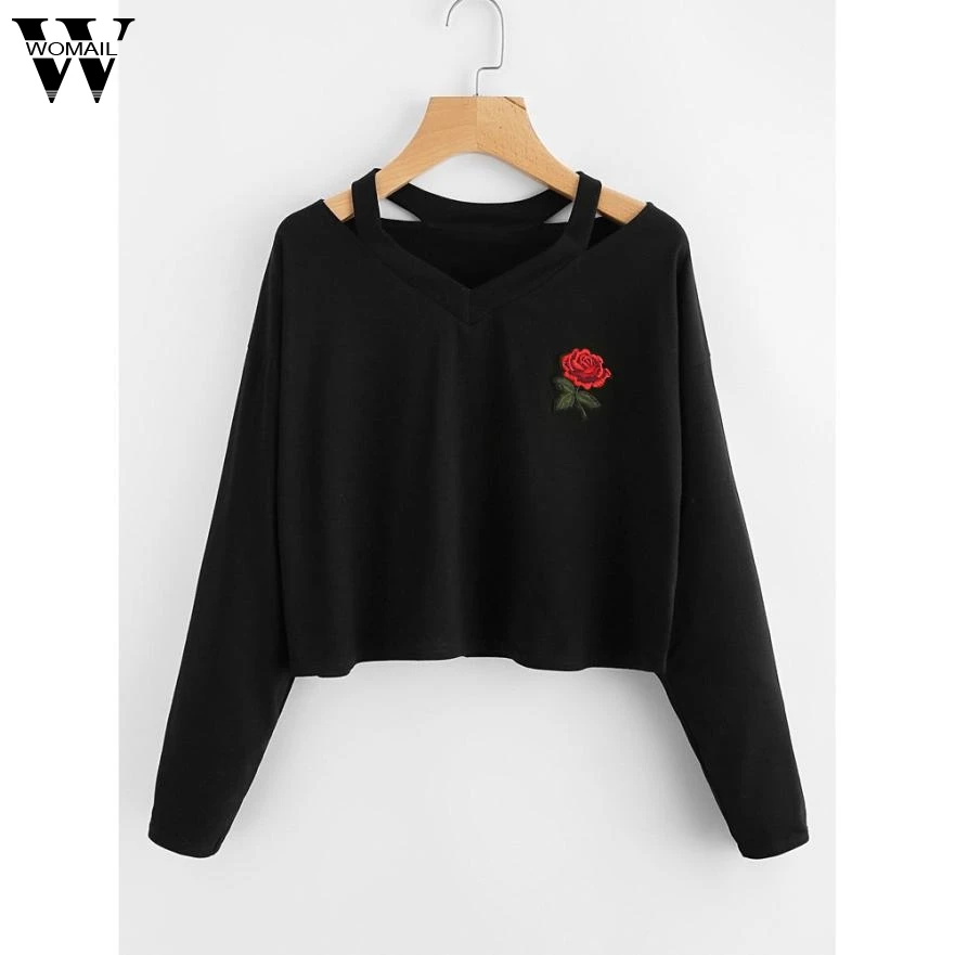 Женская толстовка с вышивкой длинным рукавом принтом розы|woman fashion hoodies|women hoodieslong