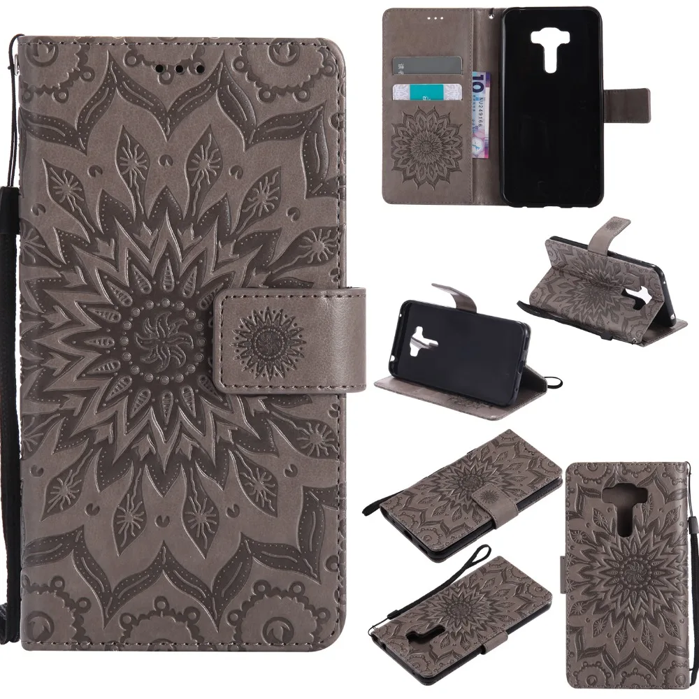 Мода Fundas Флип Подсолнечное бумажник Case для Asus Zenfone Selfie ZD552KL 5.5 дюймов стенд кожа
