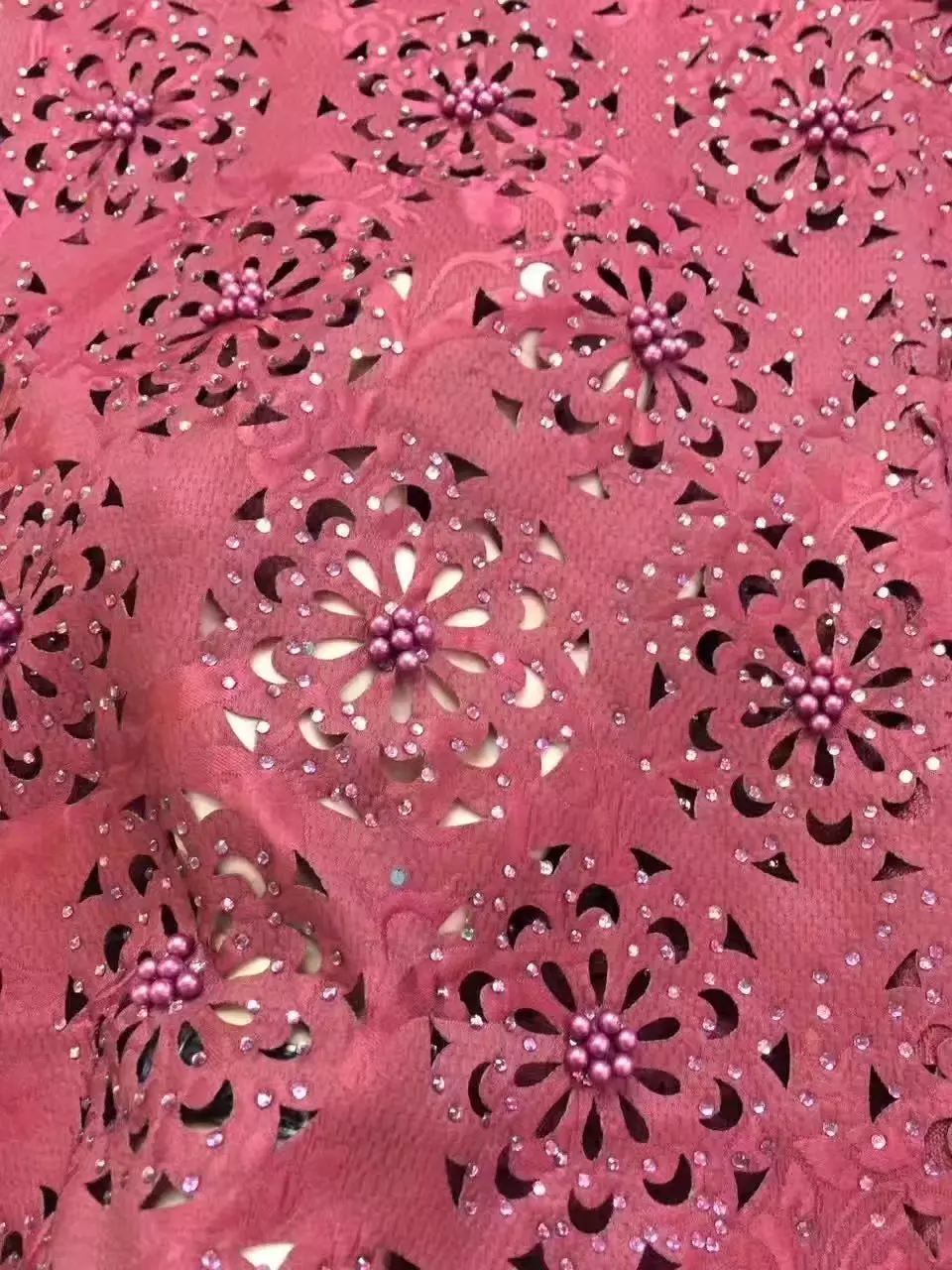 Nice African Laces Fabric New Fashion Nigerian Cord Lace High Quality Polyester Material With Beads Dress LE2 | Дом и сад