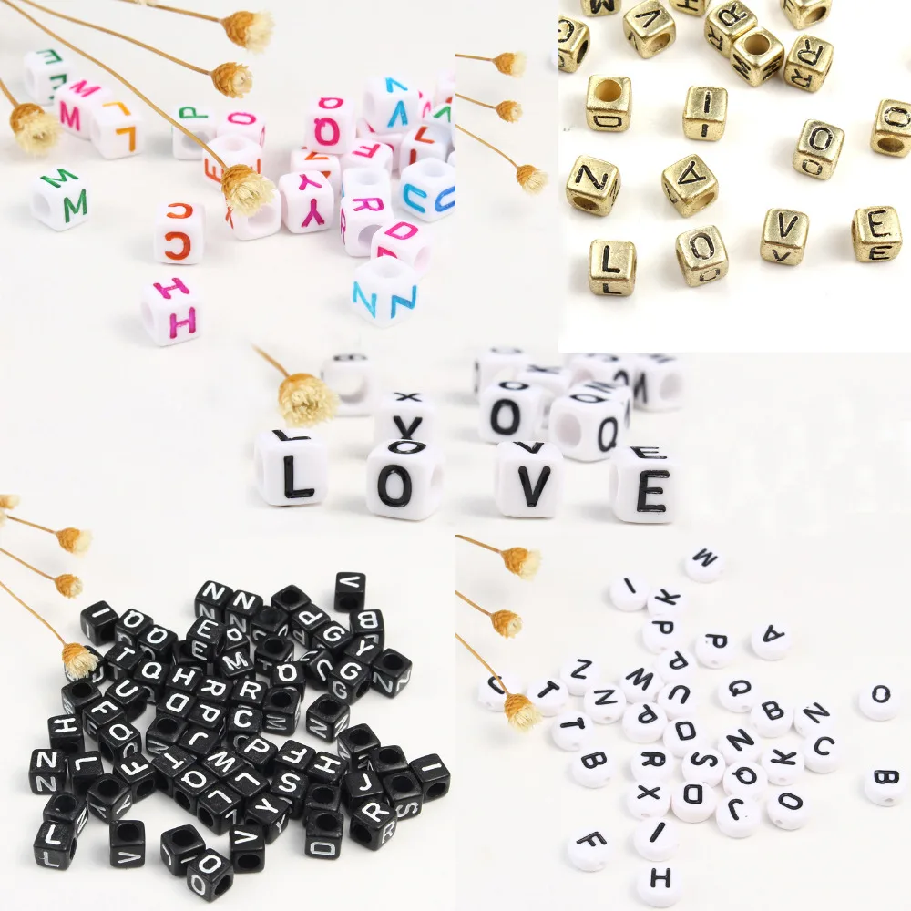 100 шт. микс русские украинский турецкий буквы алфавита рисунок Пластик Бусины DIY