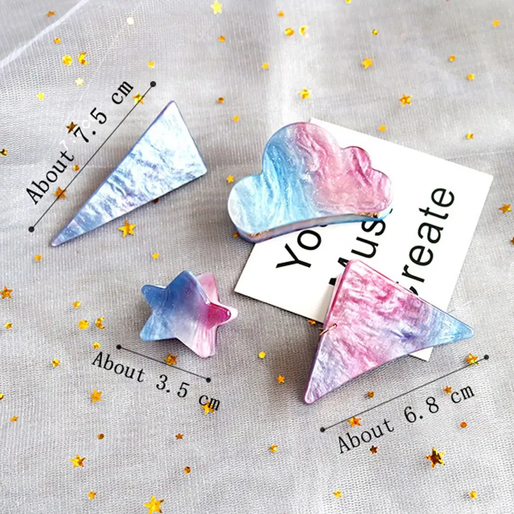 2020 New Women Girls Cute Acetate Symphony Gradient Starry Colorful Geometric Hair Clips Hairpins Claws Barrettes | Красота и