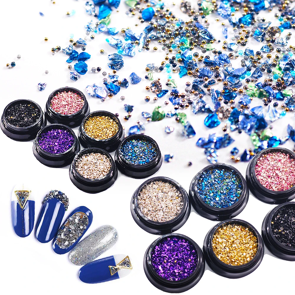 Нью Йорк шторм 6 стилей щебень нерегулярные маленькие бусины для ногтей 3D дизайн