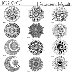 Мандала Хна Цветок искусственная Татуировка руки тела наклейки Женщины руки временная татуировка девушки лодыжки кружева искусственная Татуировка круглая черная луна