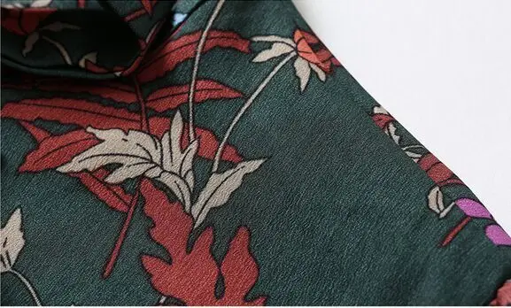 2017 O-Neck Spring Autumn High Quality Speaker Sleeves Vintage Dress Flower Floral Print Elegant Dresses | Женская одежда