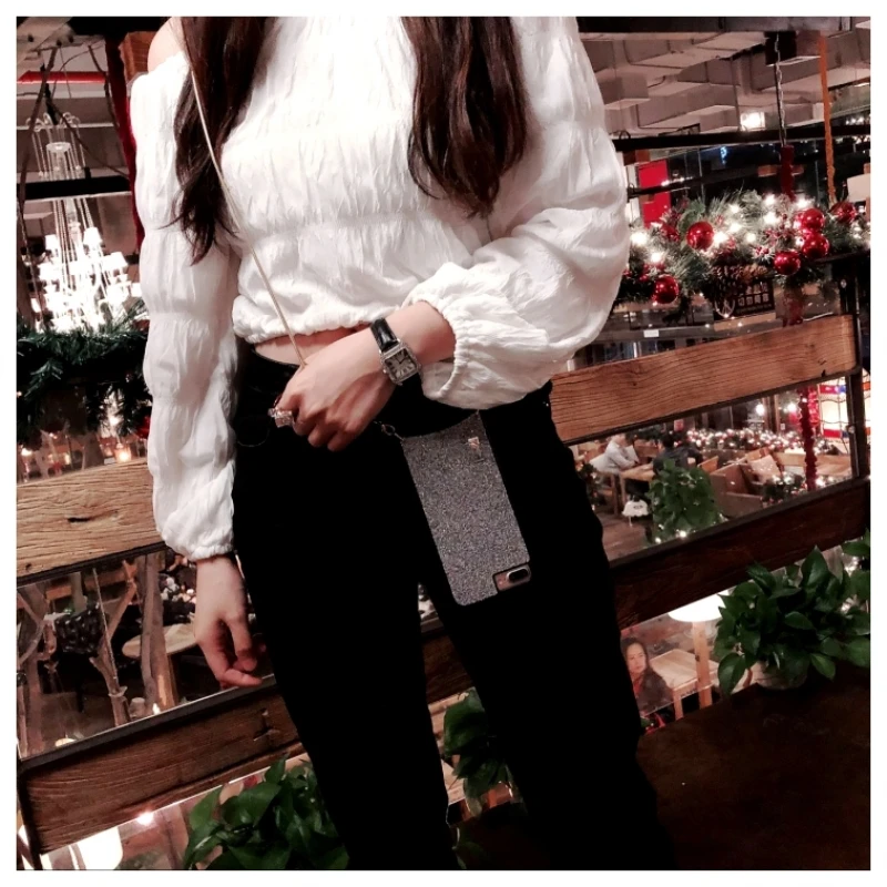 

Crossbody Phone Case For iphone XS 11 pro MAX 6S 6 7 8 plus XR X Strap back shell Luxury with long chain Cover sand Coque