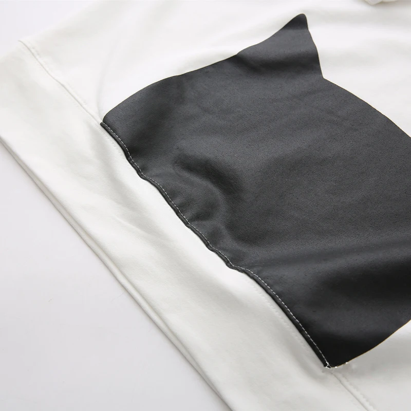 Женская толстовка с коротким рукавом и принтом животных черная или белая