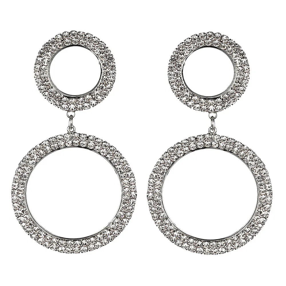 silver Большие Кристальные серьги для женщин, стразы, массивные серьги, элегантные серьги для свадебной вечеринки, трендовые новые модные ювелирные изделия - Окраска металла: silver