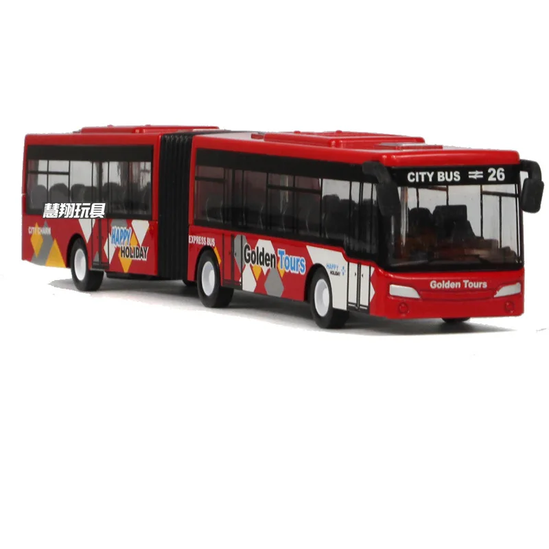 

Medium Size Dazzling Cool City Bus Alloy Model Toy Double Segment Lengthened Pull Back Light Music Bus Toy Car Toys for Children