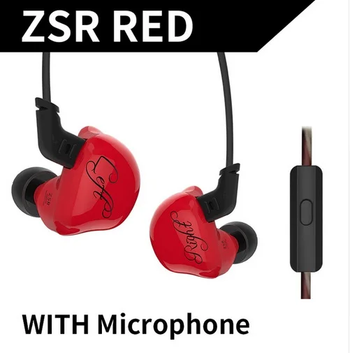 AK KZ ZSR 2BA+ DD наушники в ухо арматура с динамической гибридной гарнитурой HIFI бас шумоподавления наушники с замененным кабелем ZST - Цвет: red mic