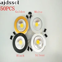 50pcs super bright dimmable led downlight light cob ceilingspot light 3w 5w 7w 12w ceiling recessed lights indoor lighting