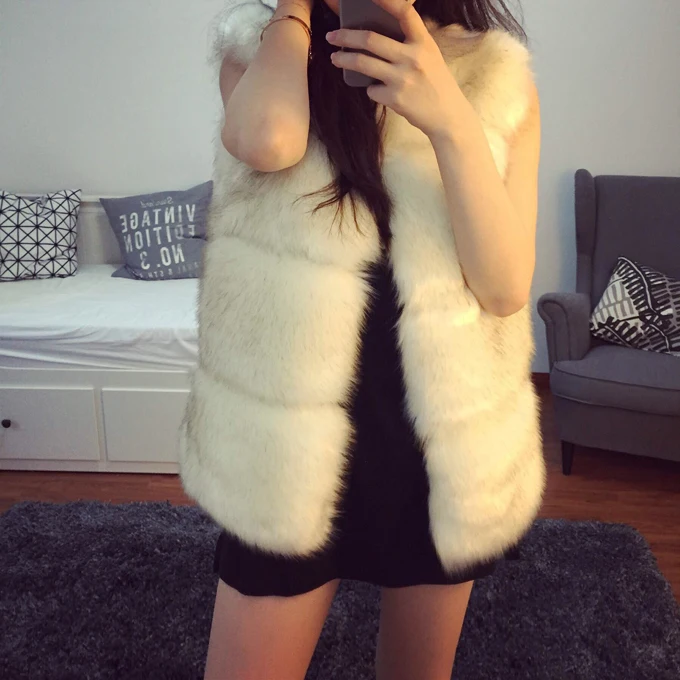 real fur coats promotion rushed abrigos mujer for women 2015 luxury winter artificial faux fox vest free shipping | Женская одежда