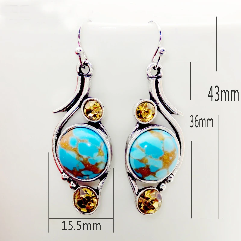 Boho старинный зеленый камень креативные Висячие серьги для женщин женские ручной