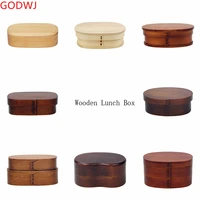 godwj tableware wooden lunch box japanese style student food containers for kids compartment bento boxes kitchen tableware