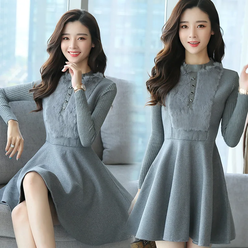 2018 осень-зима Для женщин Свитеры для Платья шерсть лоскутное шаблон тонкий