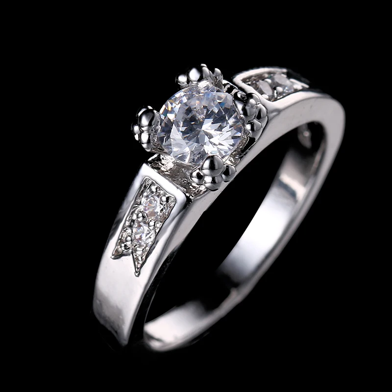 EMMAYA круглые обручальные кольца с фианитом из белого золота кристаллами Cz