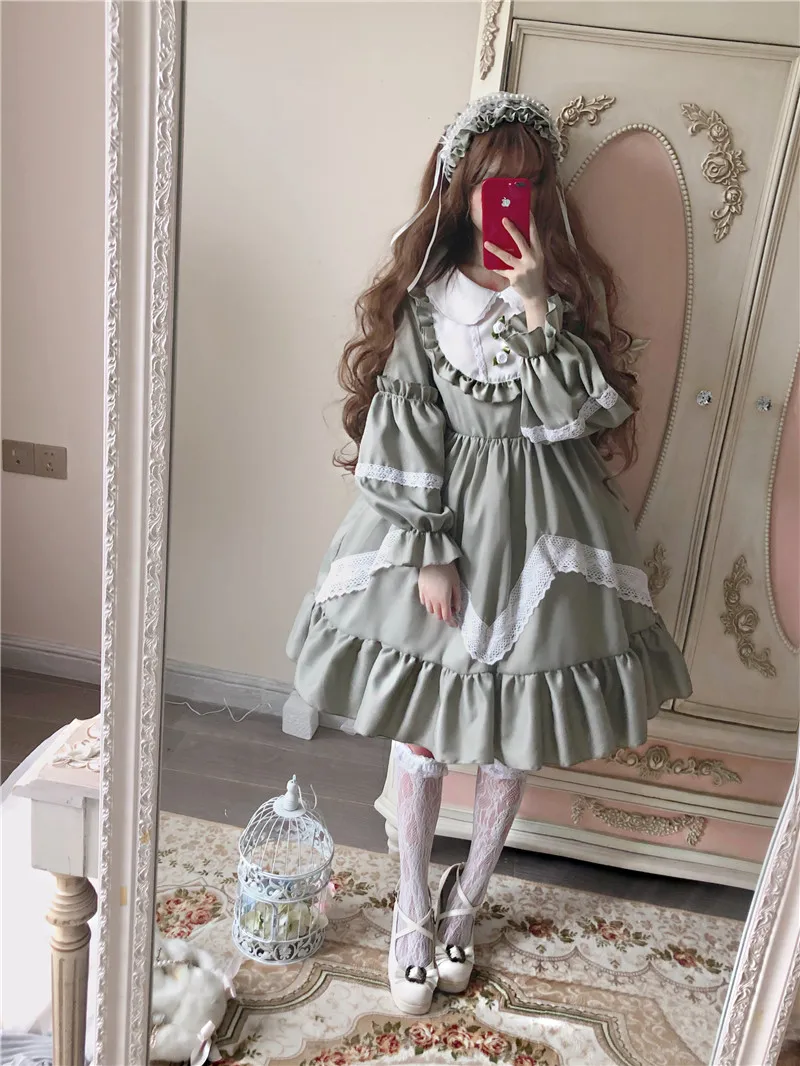 Платье Mori Girl винтажное японское милое пасторальное кружевное с