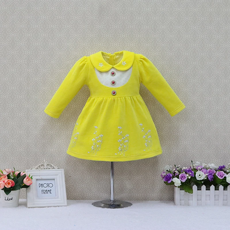 Children Velour Party Lace dress New Year Girls Long Sleeve Dresses Baby Clothes Spring and Summer Clothing Button Sweet Suits | Детская