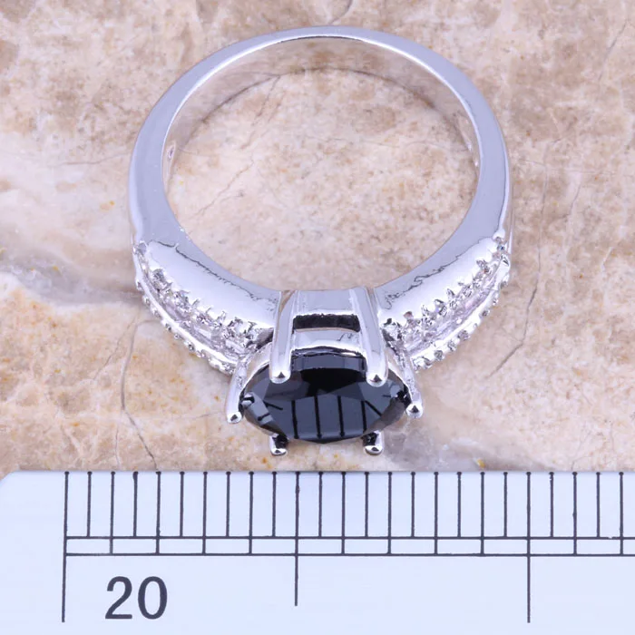 Женское серебряное кольцо с черным кубическим цирконием Размер 5/6/7/8 R1459|ring size|jewelry