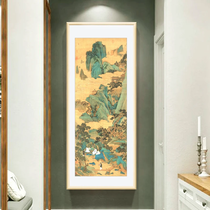 Chinese traditional calligraphy and painting living room study hang Qiu Ying peach garden frameless scro|painting calligraphy|chinese
