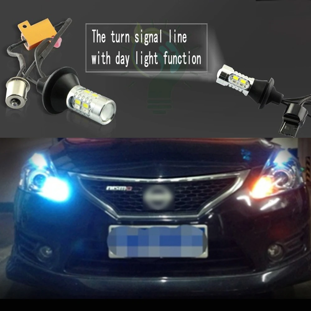 LEADTOPS 2 шт. светодиодный DRL сигнал поворота светильник T20 + 1156 авто передний