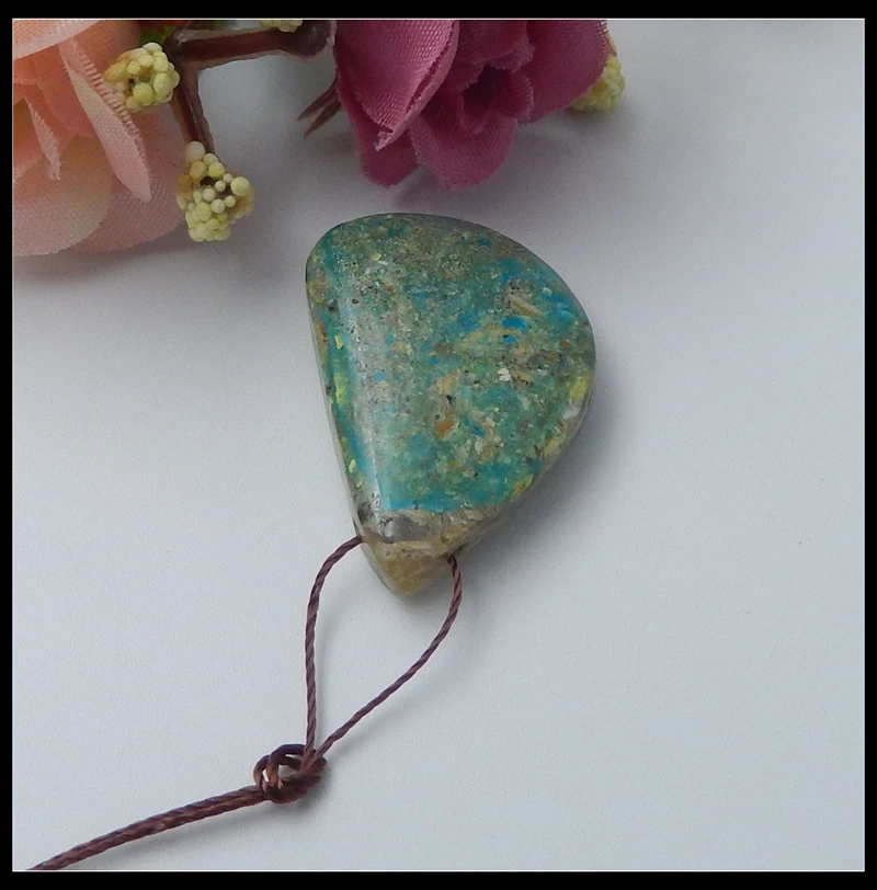 Natural Stone Blue Opal Trendy Necklace Pendant 29x19x7mm 5g