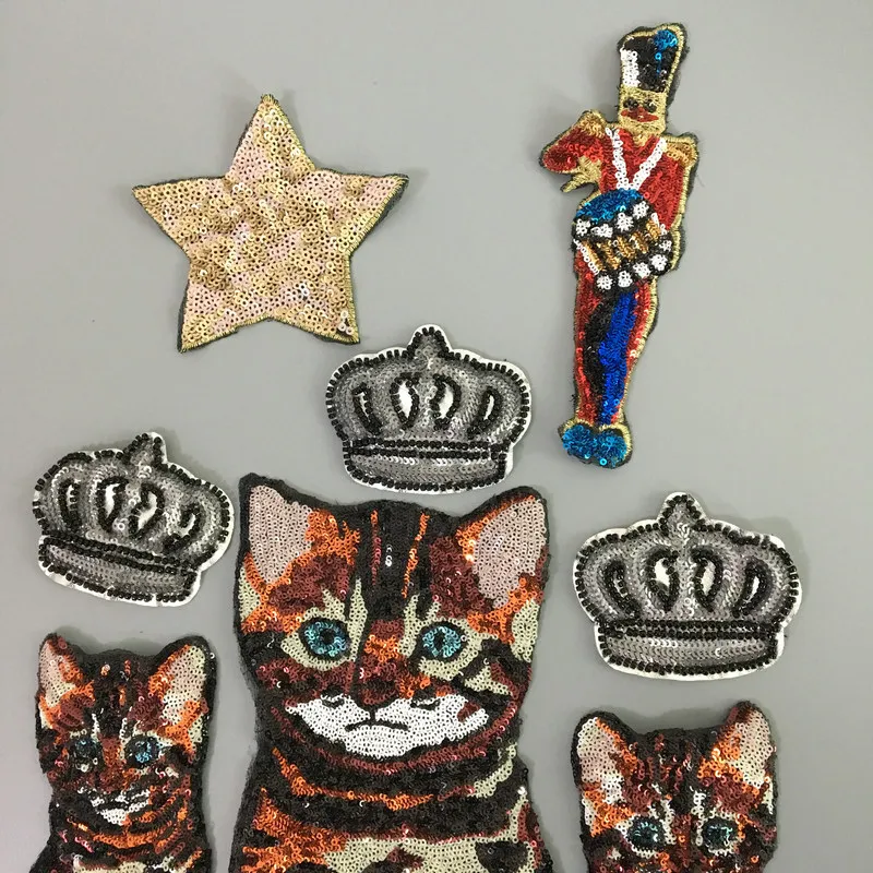8 шт. набор Корона кошка n звезда вышитая бисером нашивка для платья DIY аксессуары