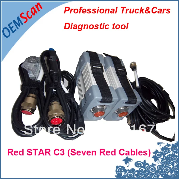 2017 Акция красный MB Star C3 грузовики диагностический инструмент звезда тестер без HDD