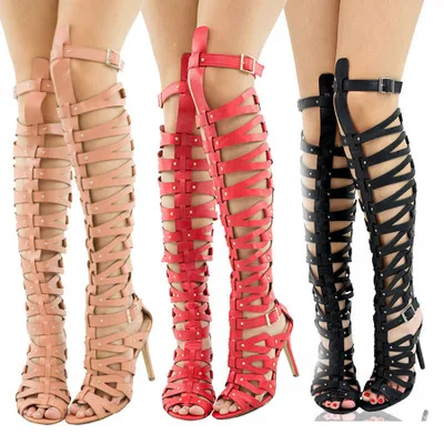 Ladies Tall Calf Knee High Leg Womens Flat Strappy Gladiator Sandals Shoes  Sizes ALL SIZE PLUS SIZE US5-11 | Обувь | АлиЭкспресс