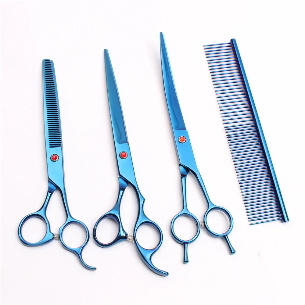 UP-4Pcs 8In. 22 см JP стальная синяя гравировка стрижка для собак филировочные ножницы