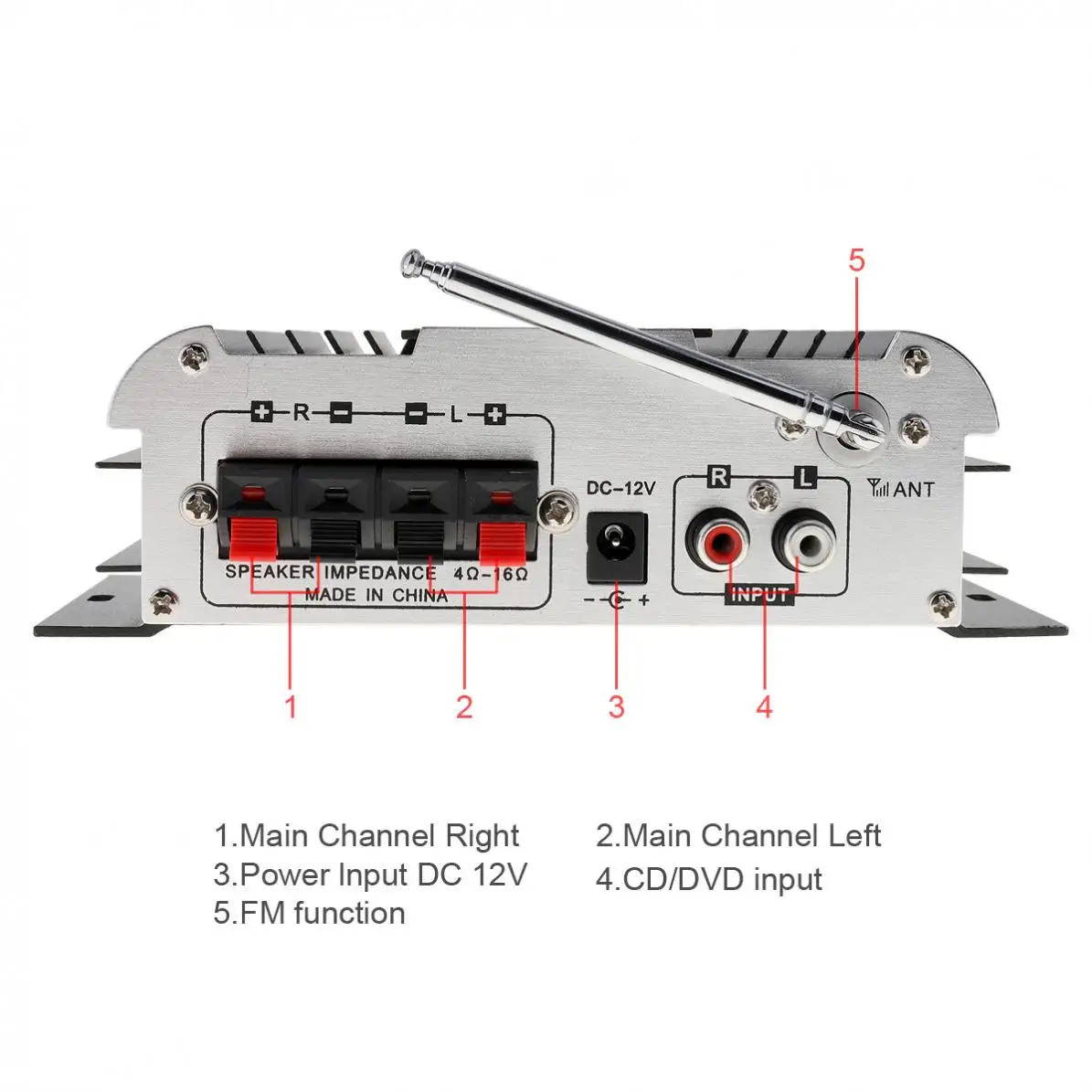 2CH Hi Fi автомобильный аудио усилитель мощности FM радио USB MP3 стерео цифровой плеер с