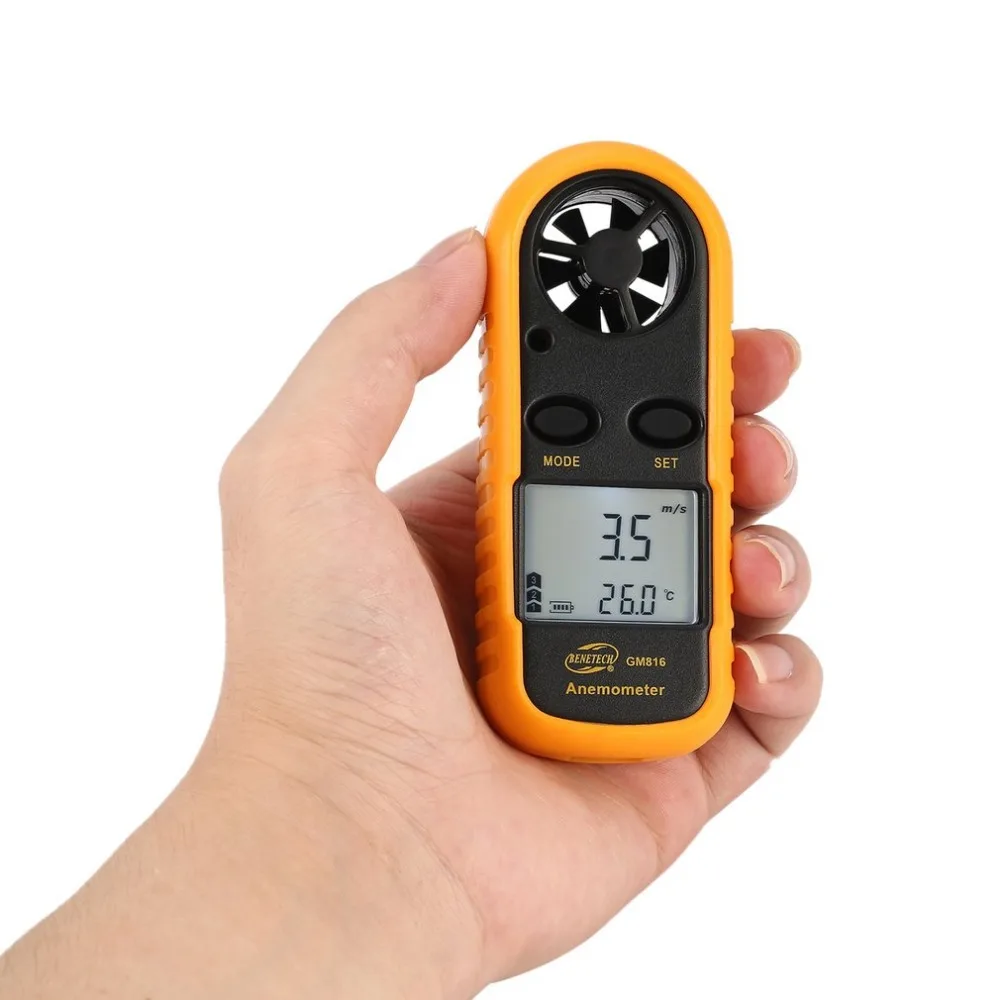 BENETECH GM816 Цифровой анемометр, термометр, скорость ветра, скорость воздушного потока, датчик температуры, ветрометр с ЖК-подсветкой